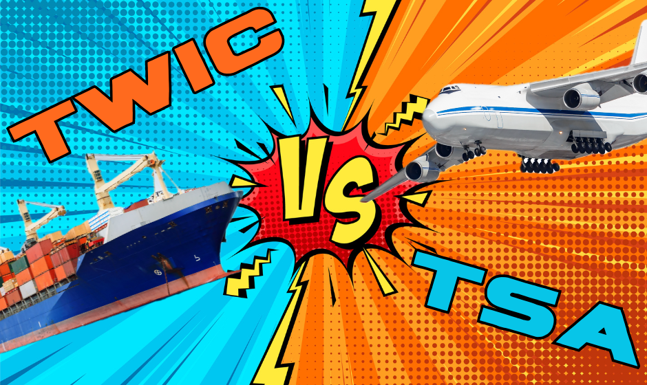 A comic-style image of a freight vessel and plane going head to head.