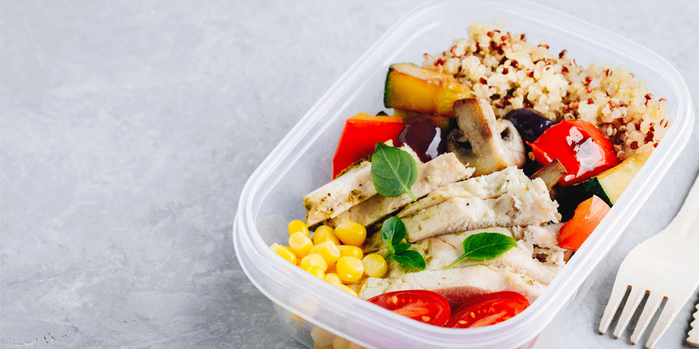 Meal prepped in travel container