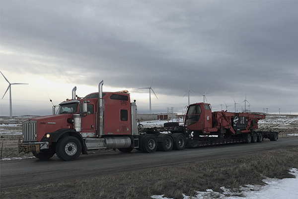 Heavy haul trailer in transit