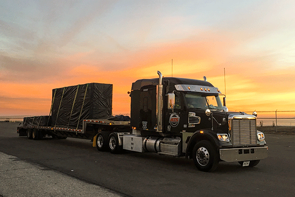 power only semi truck drop deck trailer