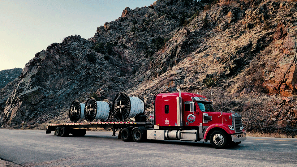 Cylindrical Coil on Flatbed Trailer