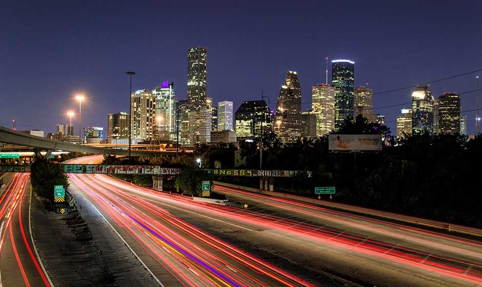 Houston Texas skyline night