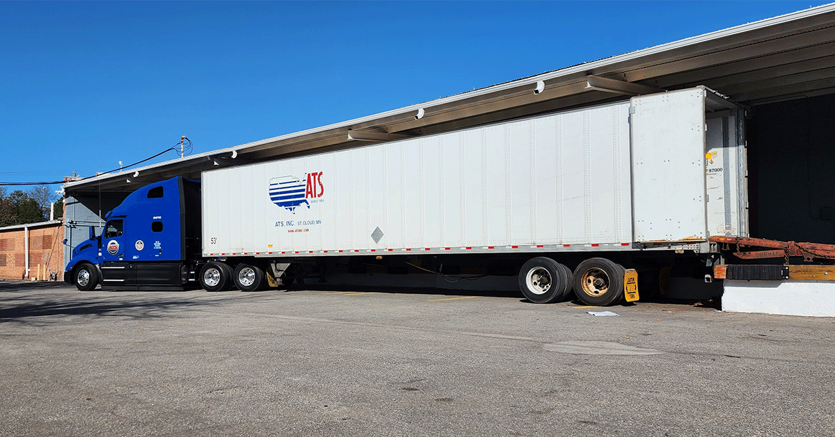 53-foot dry van trailer at loading dock