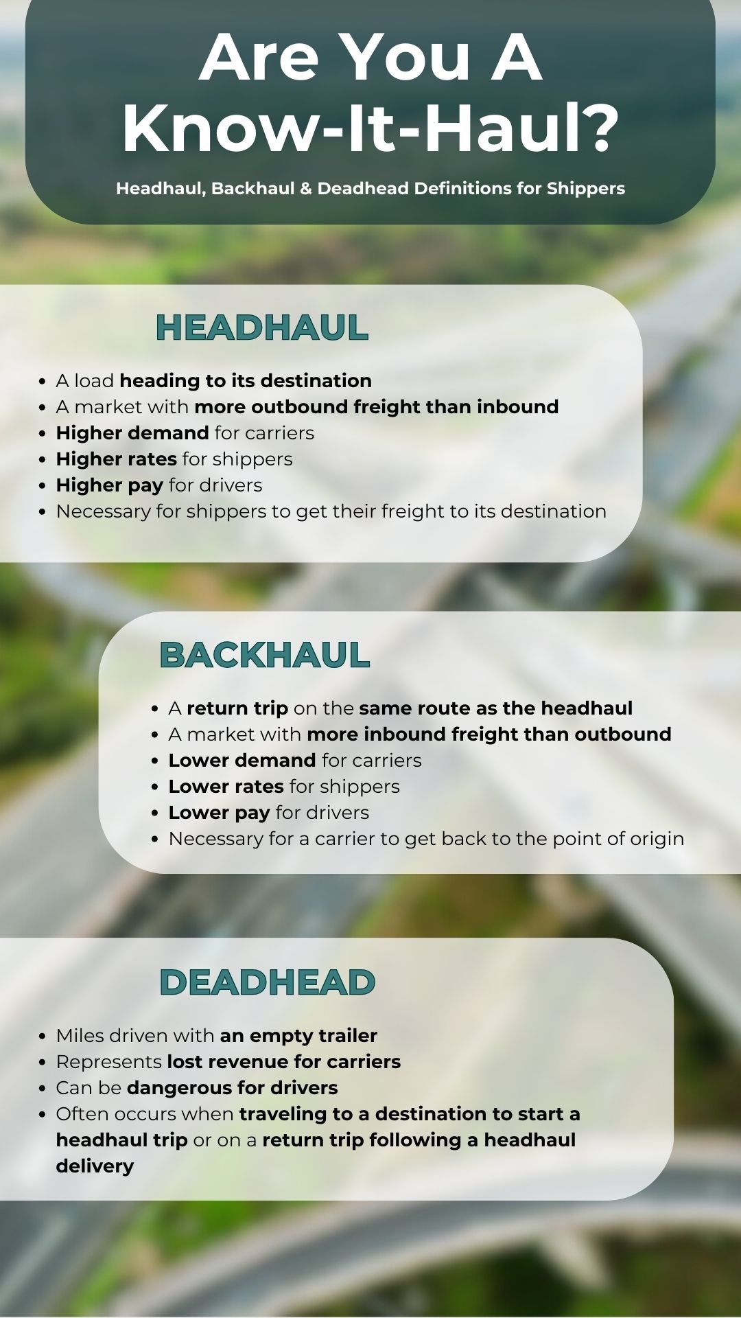 Headhaul vs. Backhaul Definitions for Shippers