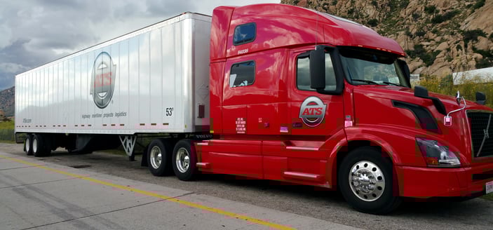 An ATS semi truck pulling a 53' dry van trailer