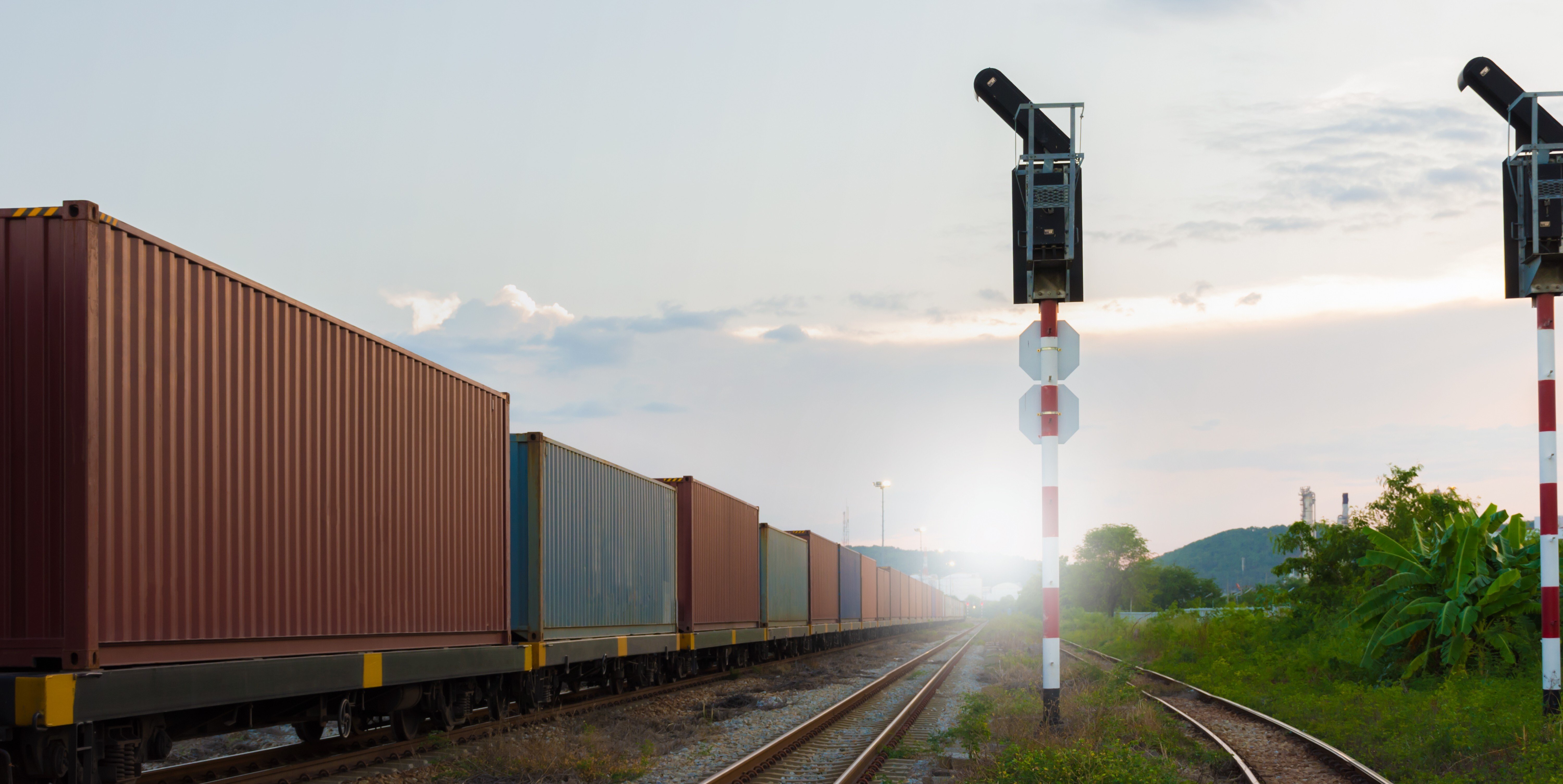 intermodal cargo container train transporting goods for shipper