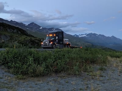 ATS truck with mountain landscape