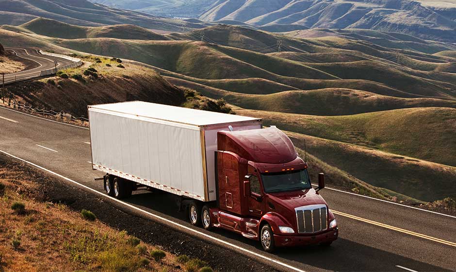 A truck traveling on a highway