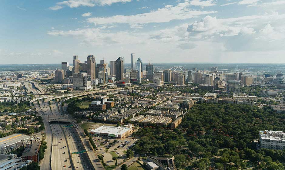 Dallas Texas dowtown skyline during summer