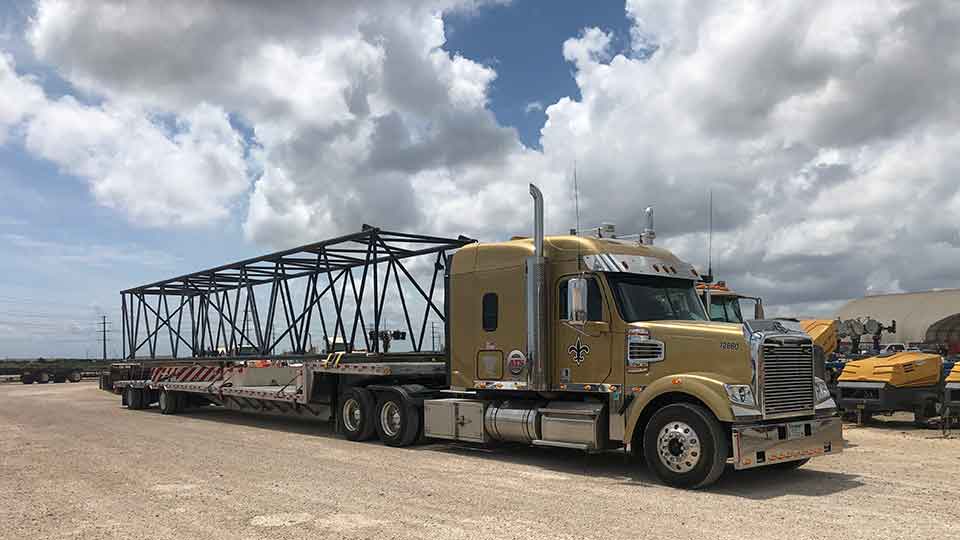 flatbed truck with gold cab