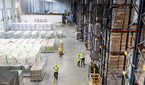 Aerial view of a warehouse