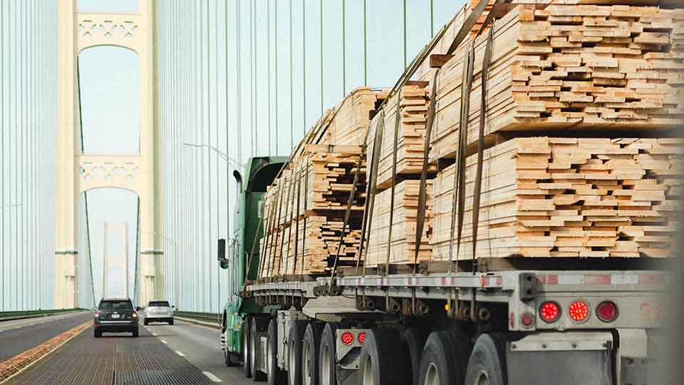 flatbed truck with lumber
